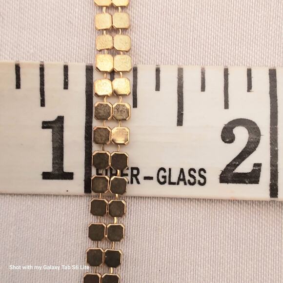 Art Deco Mesh Bib Necklace Gold Tone Choker Lobster Clasp With Extension - Picture 9 of 9